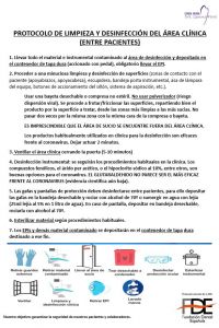 Protocolo Covid-19: limpieza y desinfección entre pacientes